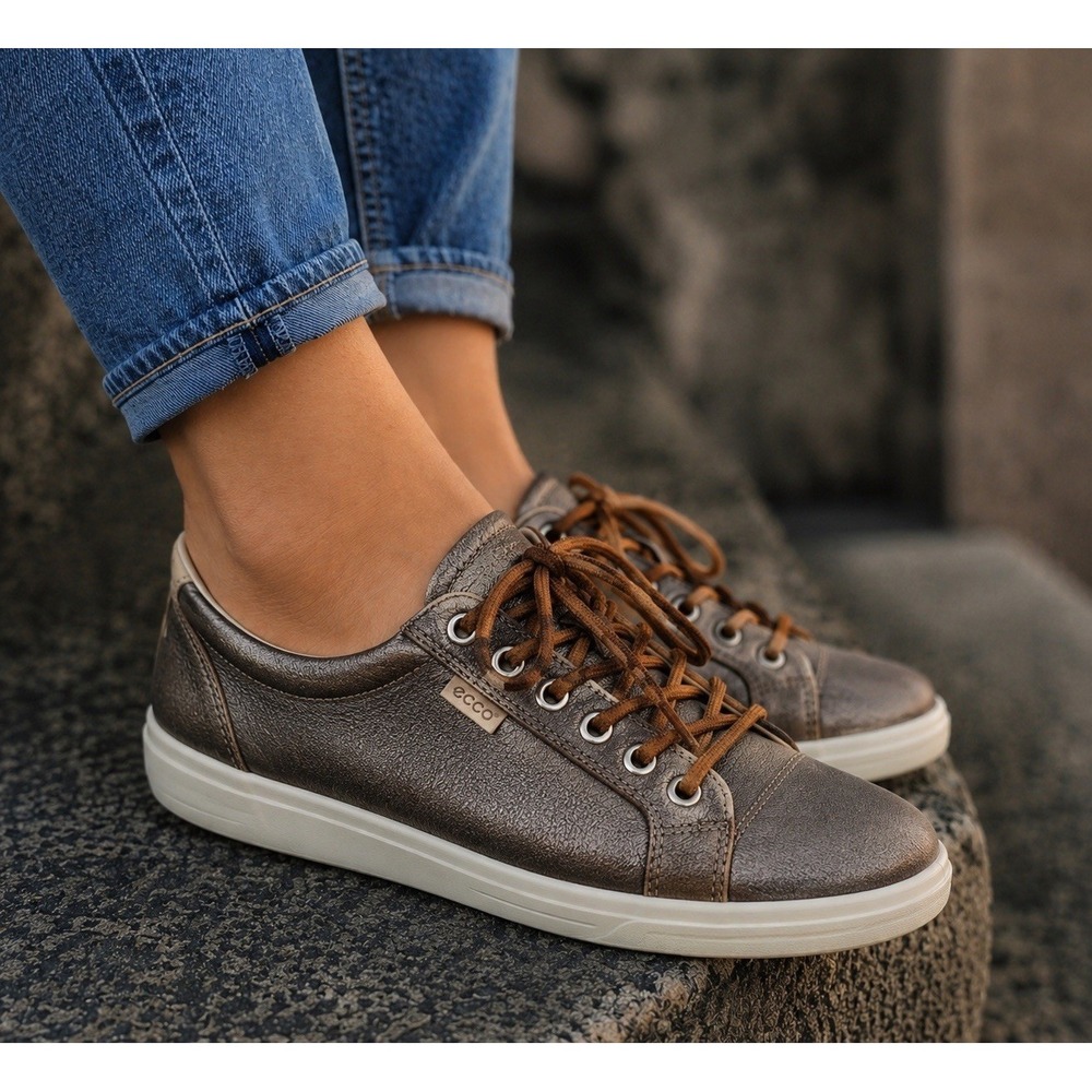Ecco Soft 7 Womens Metallic Bronze Nubuck Leather Womens Comfort Shoes Size 9